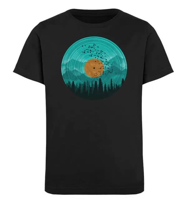 Wald auf Schallplatte türkis - Kinder Bio T-Shirt