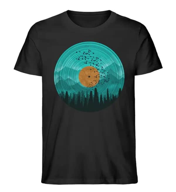 Wald auf Schallplatte türkis - Herren Premium Bio Shirt
