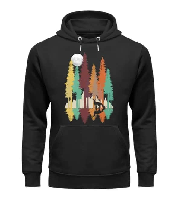 Fuchs im Wald mit Mond - Unisex Premium Bio Hoodie