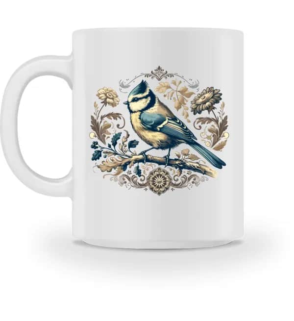 Blaumeise Retroblumen - Tasse