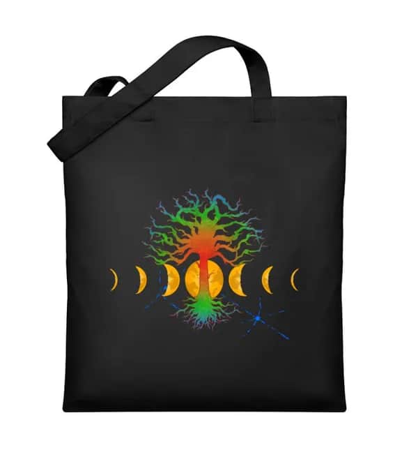 Hot Tree with moonphases - Organic Jutebeutel