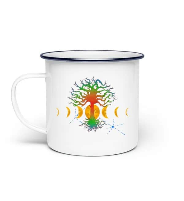 Hot Tree with moonphases - Emaille Tasse
