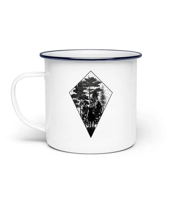Hirsch im Wald Drachendreieck - Emaille Tasse