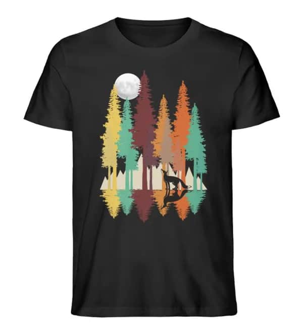 Fuchs im Wald mit Mond - Herren Premium Bio Shirt