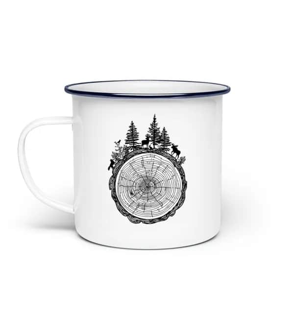 Wald auf Baumquerschnitt - Emaille Tasse