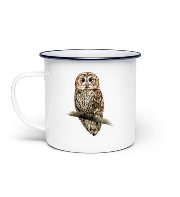 Owl Watercolor - Emaille Tasse