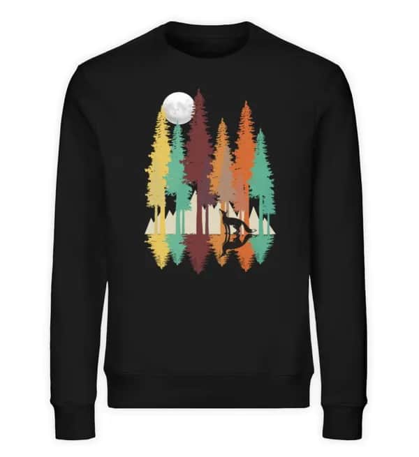 Fuchs im Wald mit Mond - Unisex Bio Sweatshirt