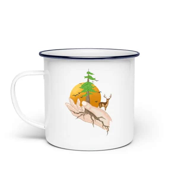 Root hands - Emaille Tasse