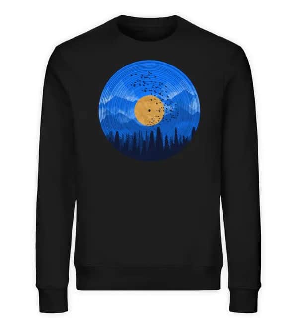 Wald auf Schallplatte blau - Unisex Bio Sweatshirt