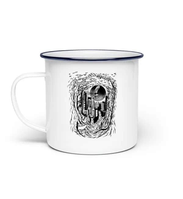 Stadt im Wald - Emaille Tasse