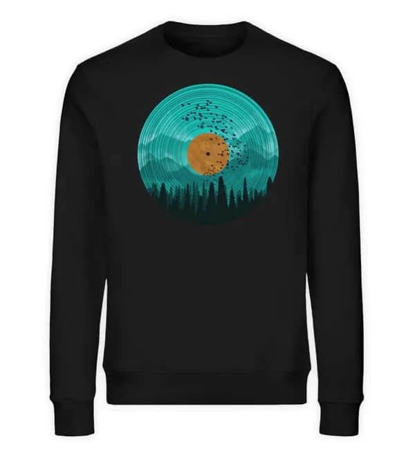 Wald auf Schallplatte türkis - Unisex Bio Sweatshirt