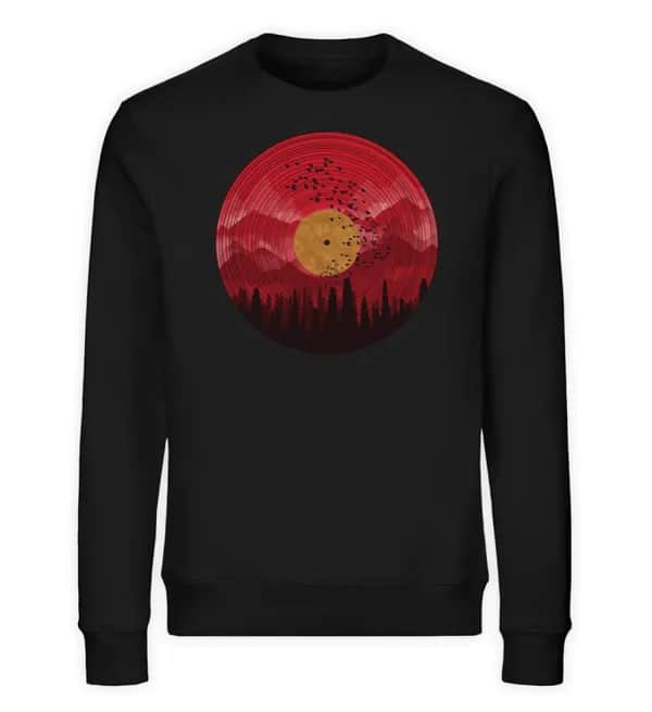 Wald auf Schallplatte rot - Unisex Bio Sweatshirt