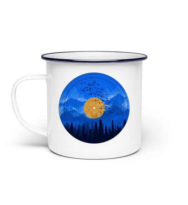 Wald auf Schallplatte - Emaille Tasse