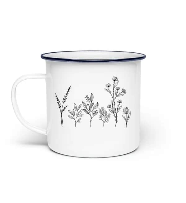 Blumen - Emaille Tasse