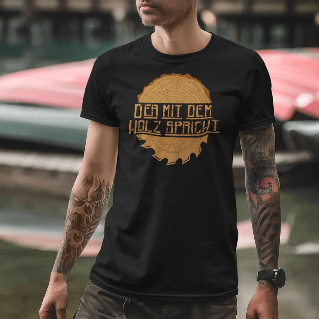 Der mit dem Holz spricht - Herren Premium Bio Shirt 2