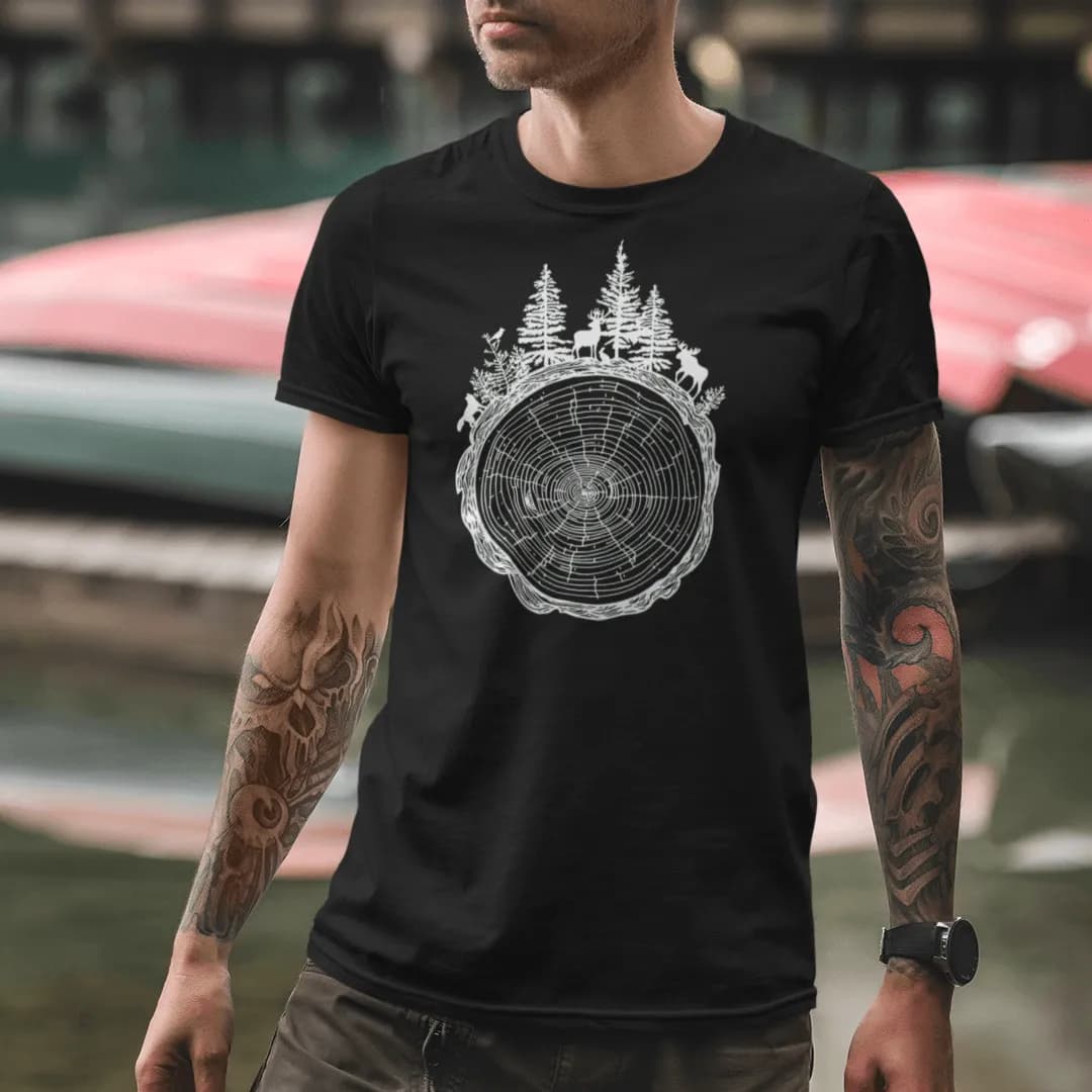 Wald auf Baumquerschnitt - Herren Premium Bio Shirt 2
