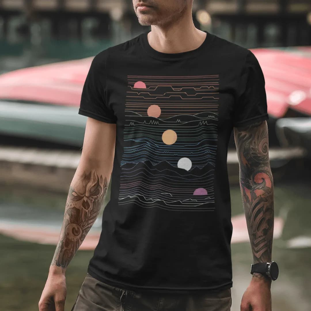 Sonne Berge Linien - Herren Premium Bio Shirt 2