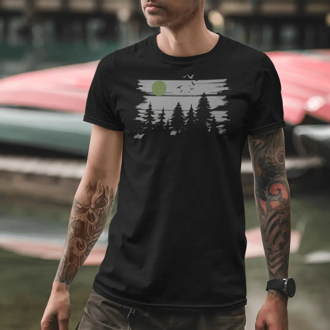 Wald mit Vollmond - Herren Premium Bio Shirt 2