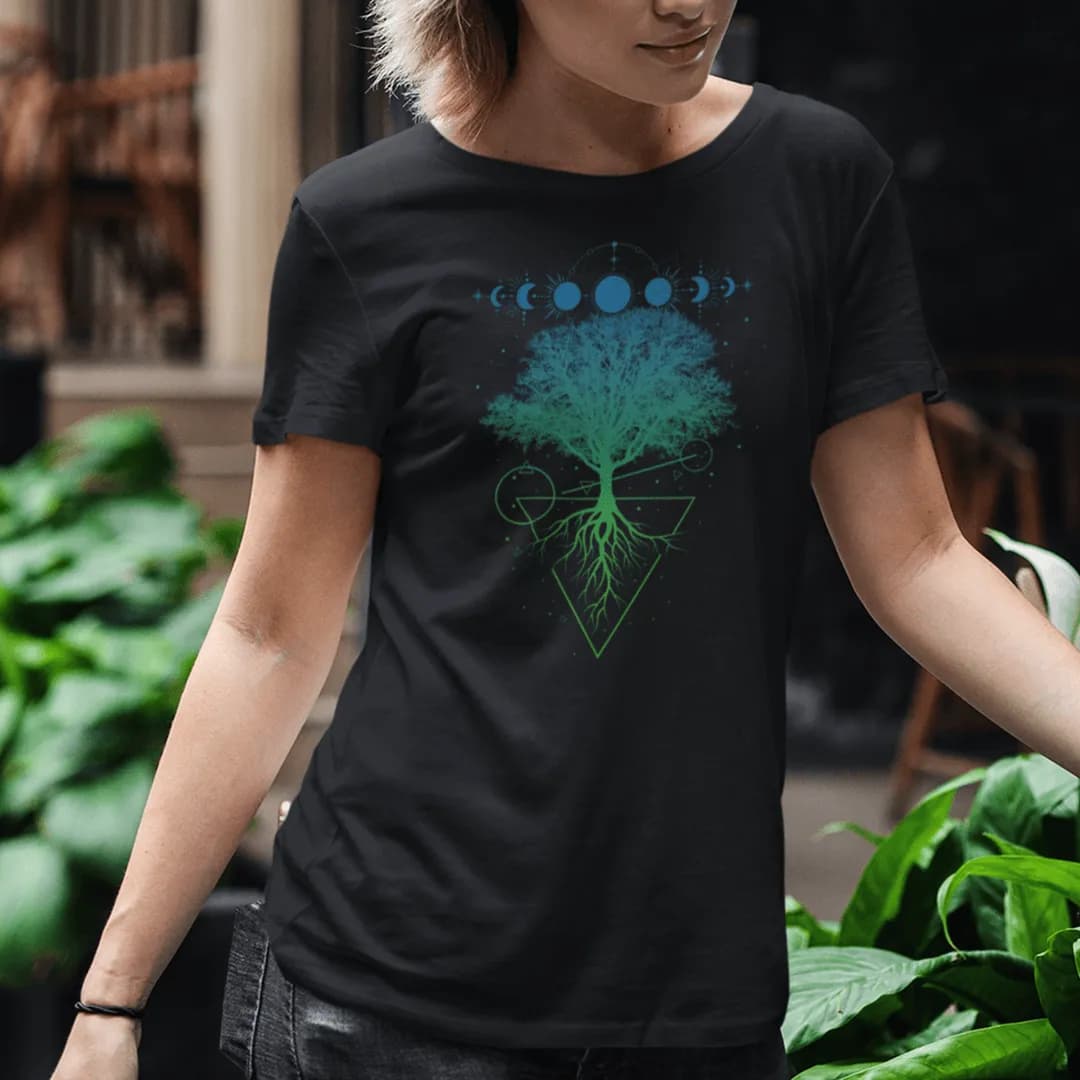 Baum Mondphasen - Damen Premium Bio Shirt