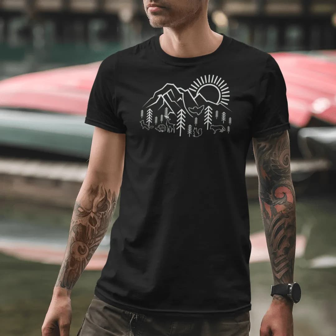 Berge Sonne Tiere - Herren Premium Bio Shirt 2