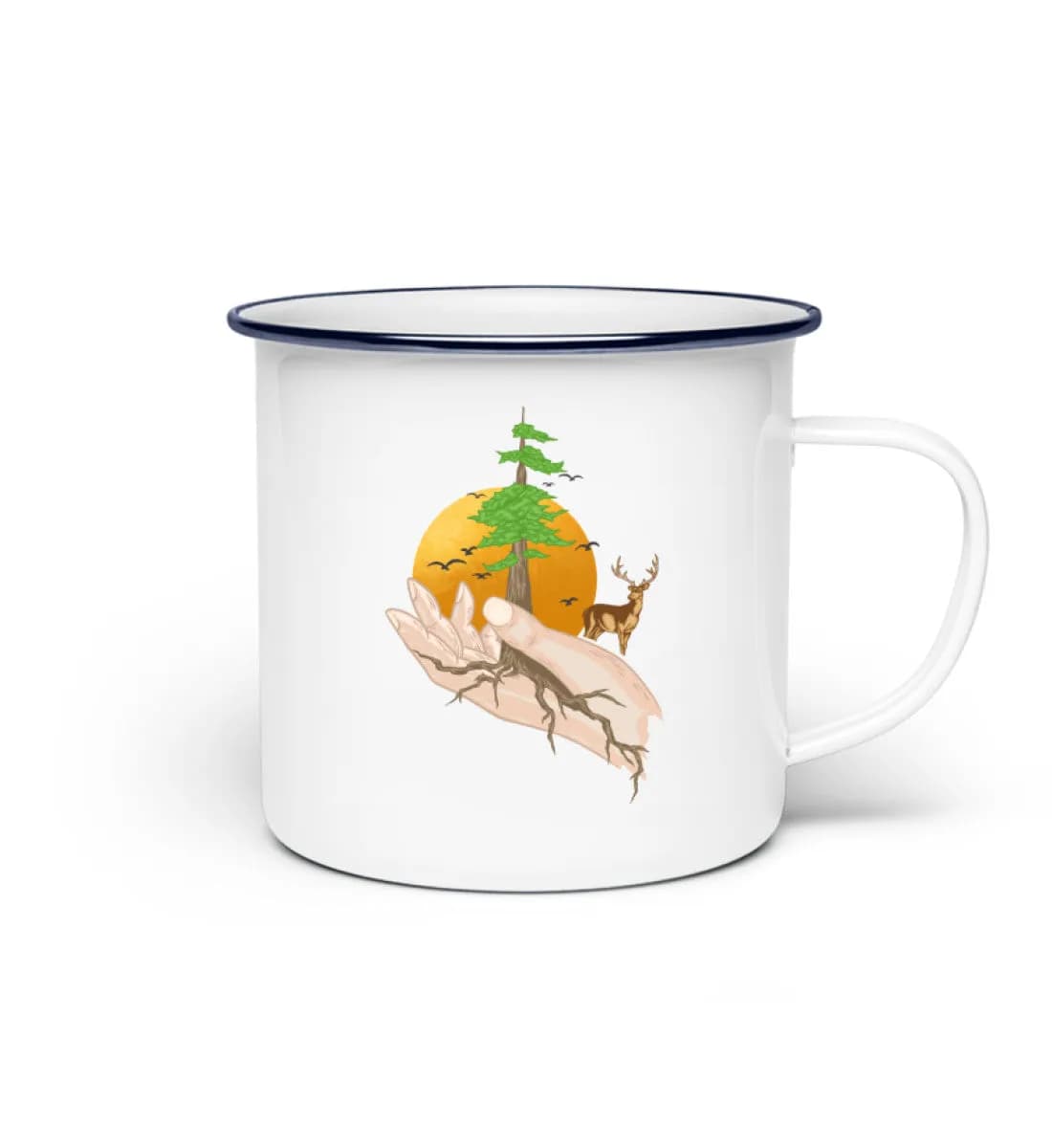 Root hands - Emaille Tasse 2