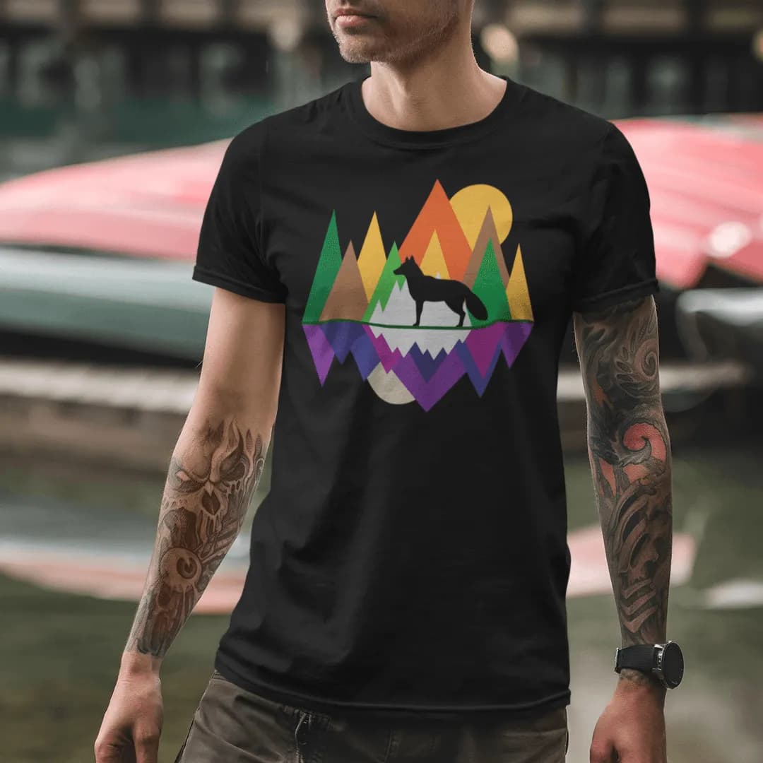 Fuchs im Wald geometrisch  - Herren Premium Bio Shirt 2