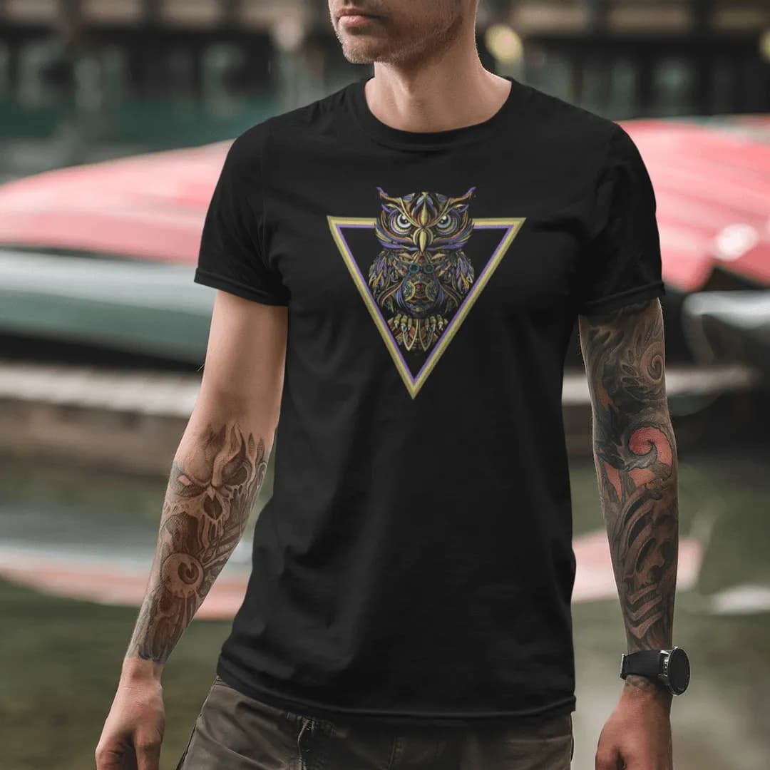 Eule im Dreieck - Herren Premium Bio Shirt 2