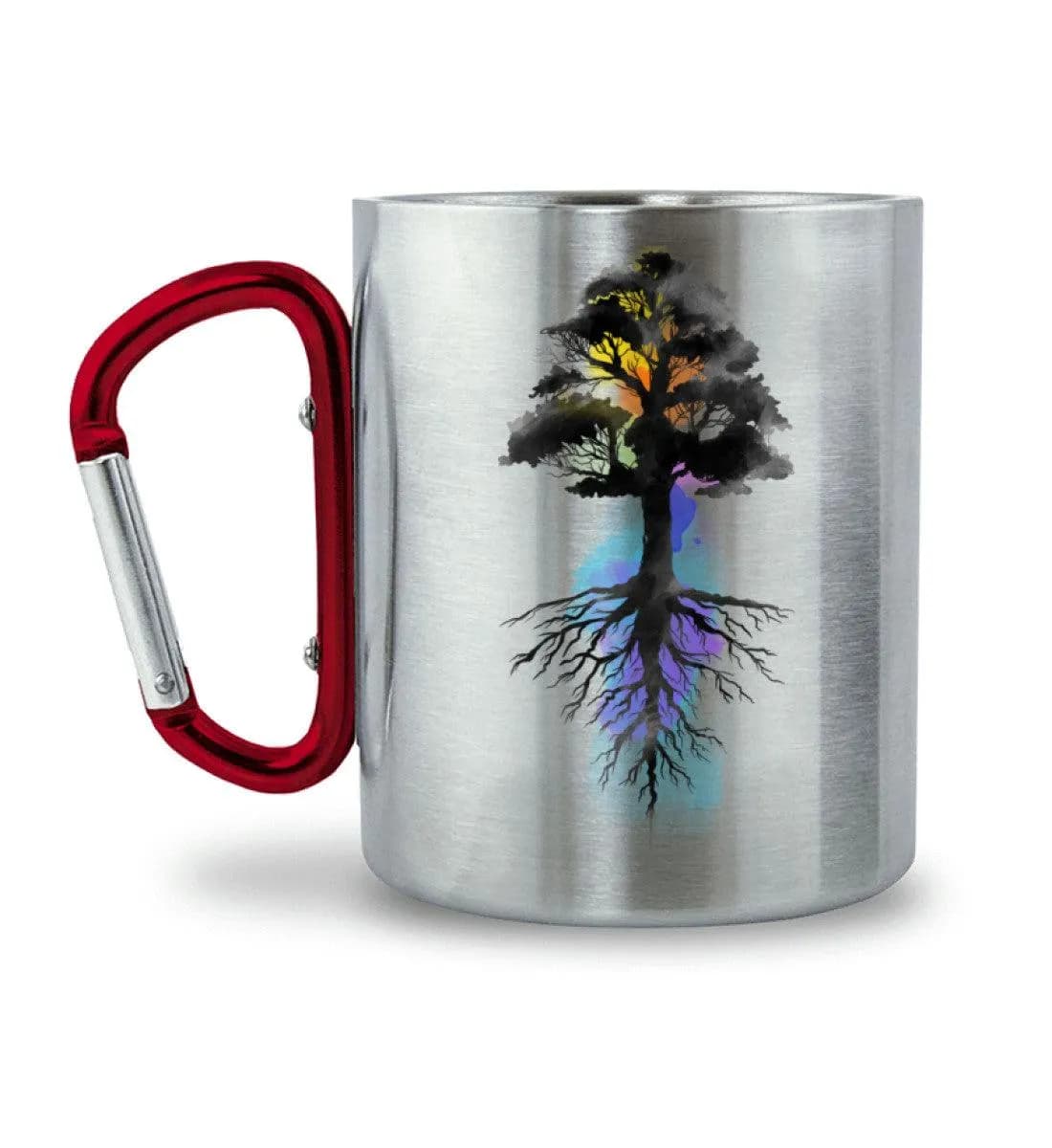 Watercolor Tree - Edelstahltasse mit Karabinergriff 2
