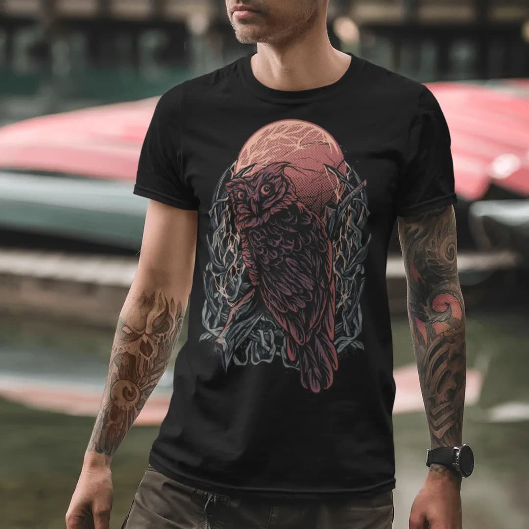 Eule Blutmond - Herren Premium Bio Shirt 2