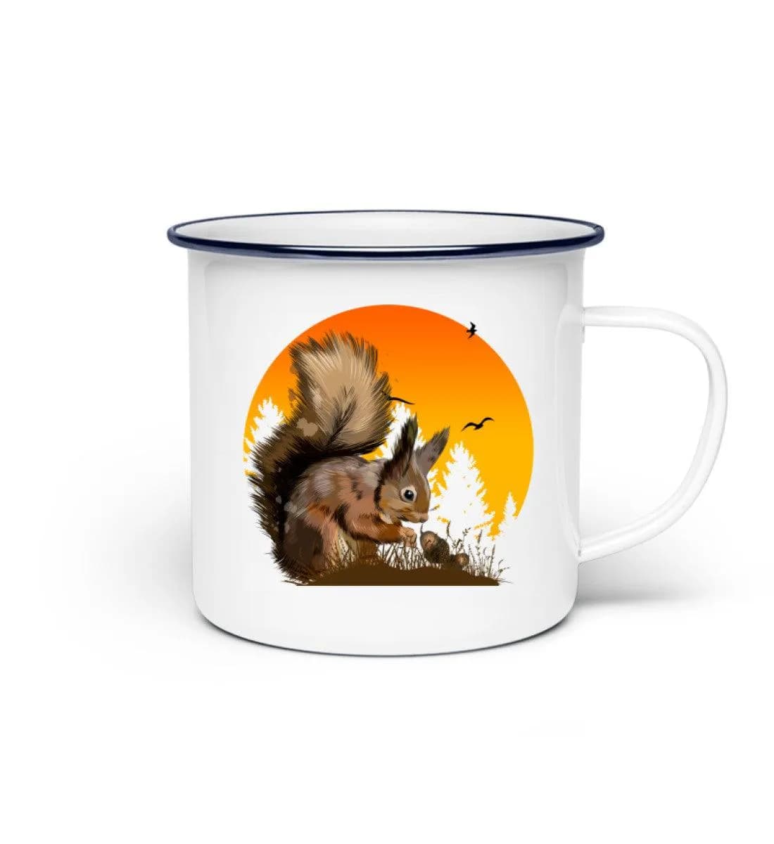 Eichhörnchen im Sonnenuntergang - Emaille Tasse 2