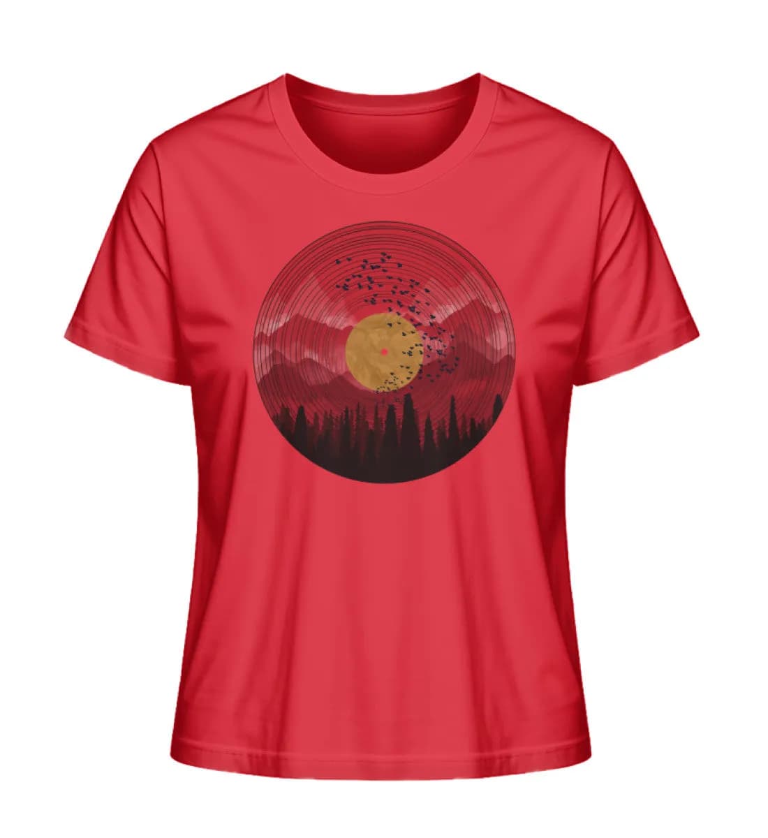 Wald auf Schallplatte rot - Damen Premium Bio Shirt 2