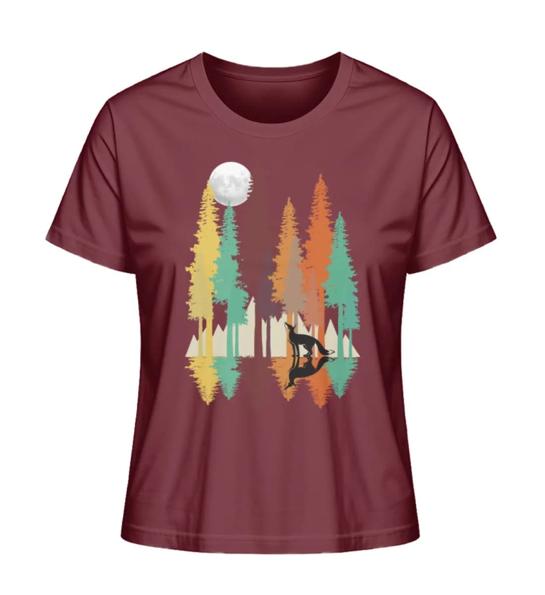 Fuchs im Wald mit Mond - Damen Premium Bio Shirt 3