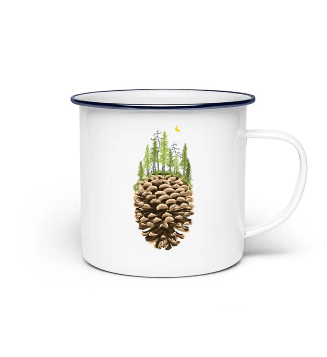 Bäume auf Tannenzapfen - Emaille Tasse 2