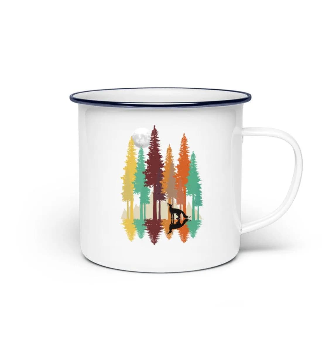 Fuchs im Wald mit Mond - Emaille Tasse 2