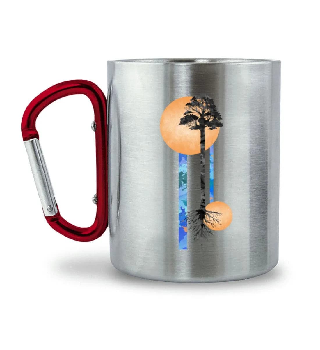Long Watercolor tree - Edelstahltasse mit Karabinergriff 2