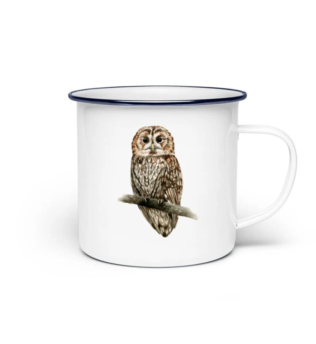 Owl Watercolor - Emaille Tasse 2