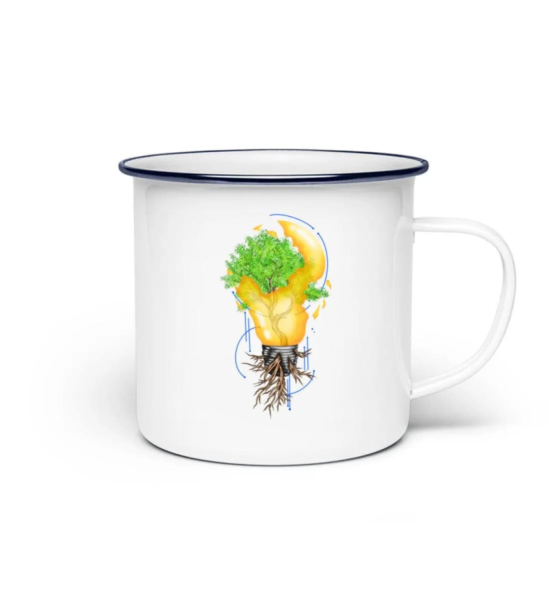 Tree in broken lightbulb - Emaille Tasse 2