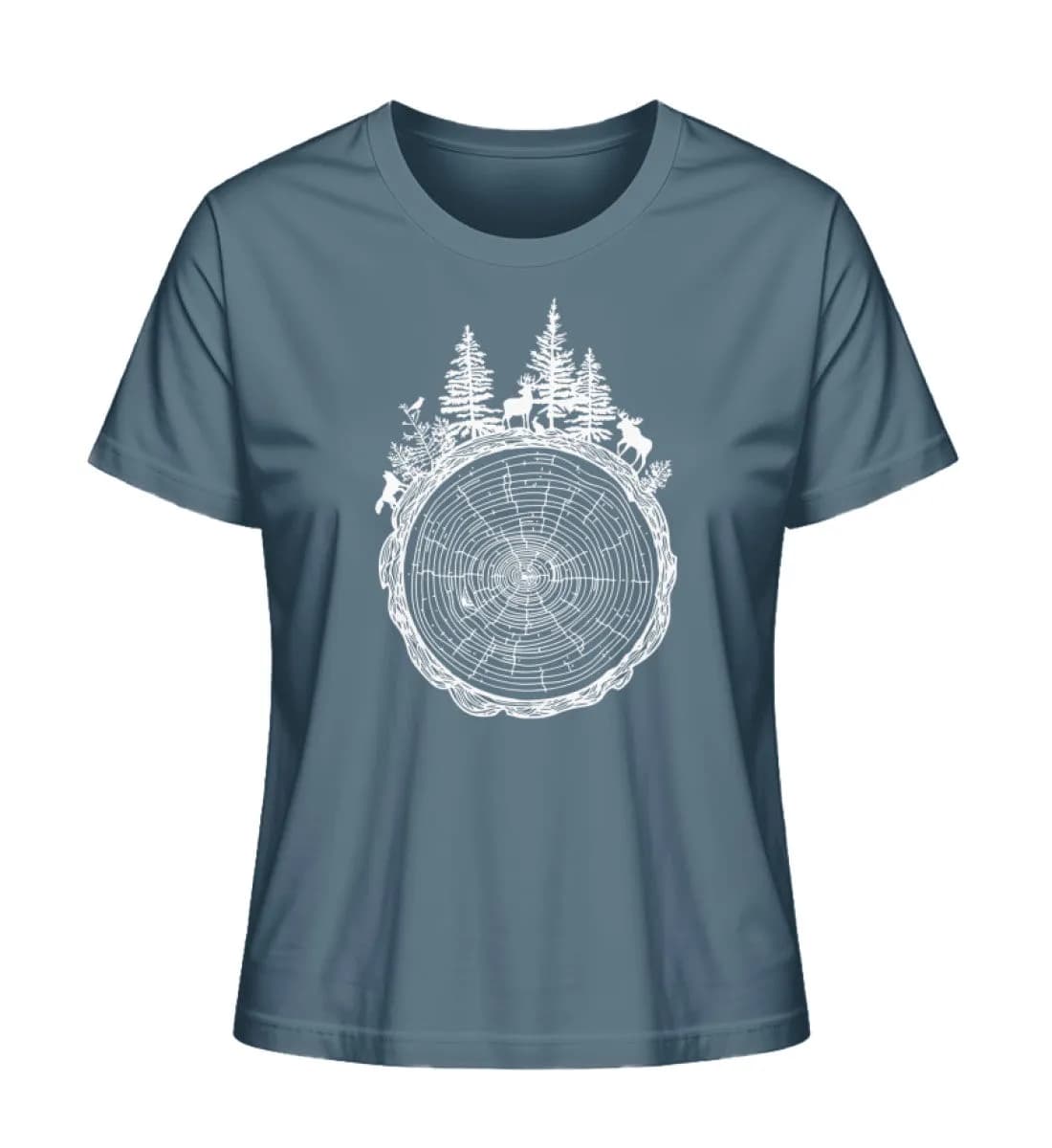 Wald auf Baumquerschnitt - Damen Premium Bio Shirt 4