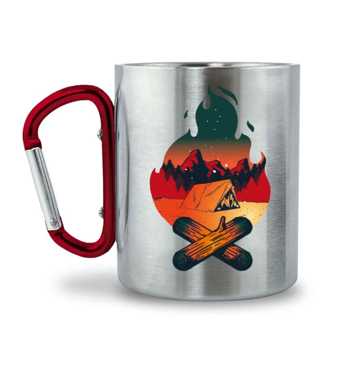 Lagerfeuer - Edelstahltasse mit Karabinergriff 2
