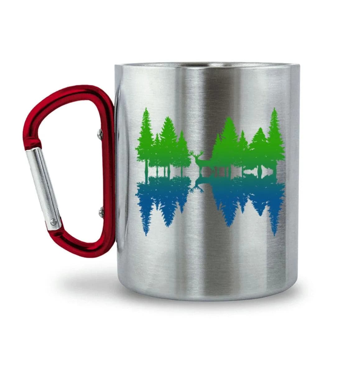 Wald Spiegelung - Edelstahltasse mit Karabinergriff 2