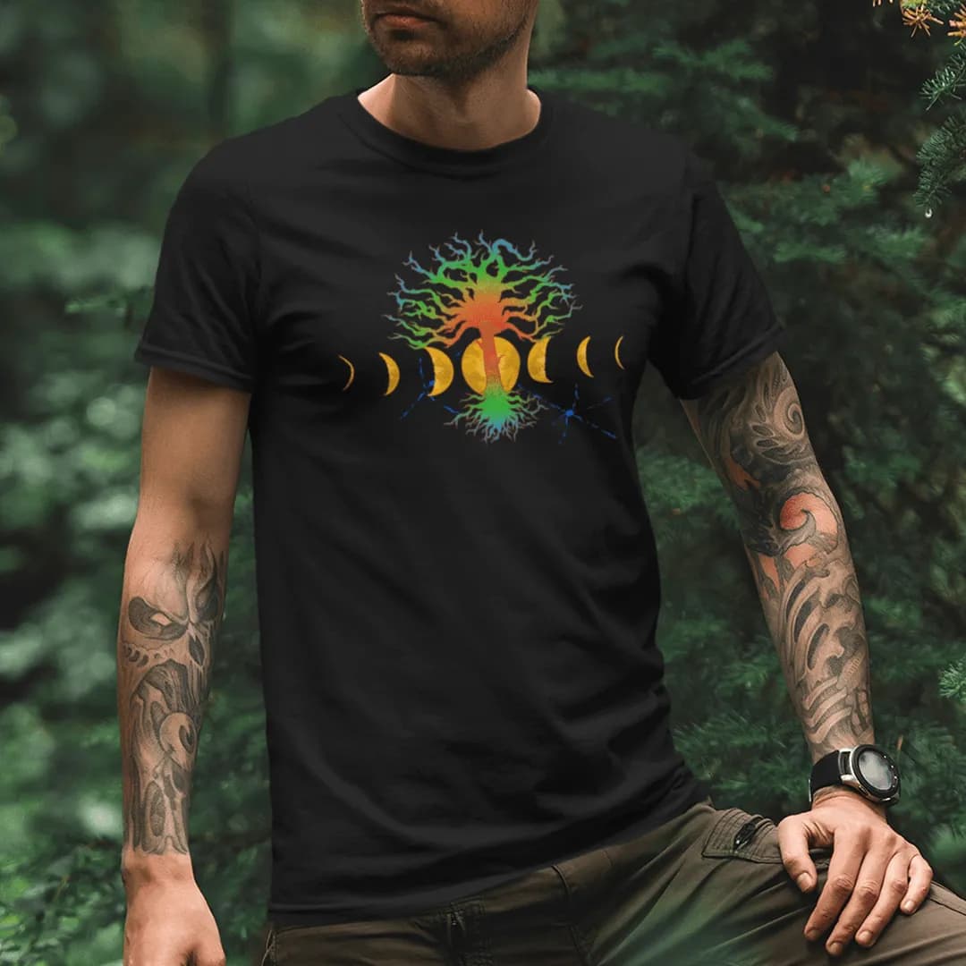 Hot Tree with moonphases - Herren Premium Bio Shirt 2