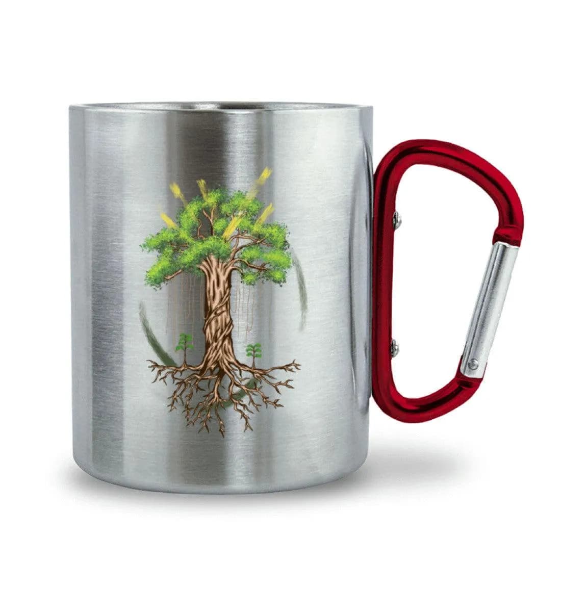 Big tree shining - Edelstahltasse mit Karabinergriff