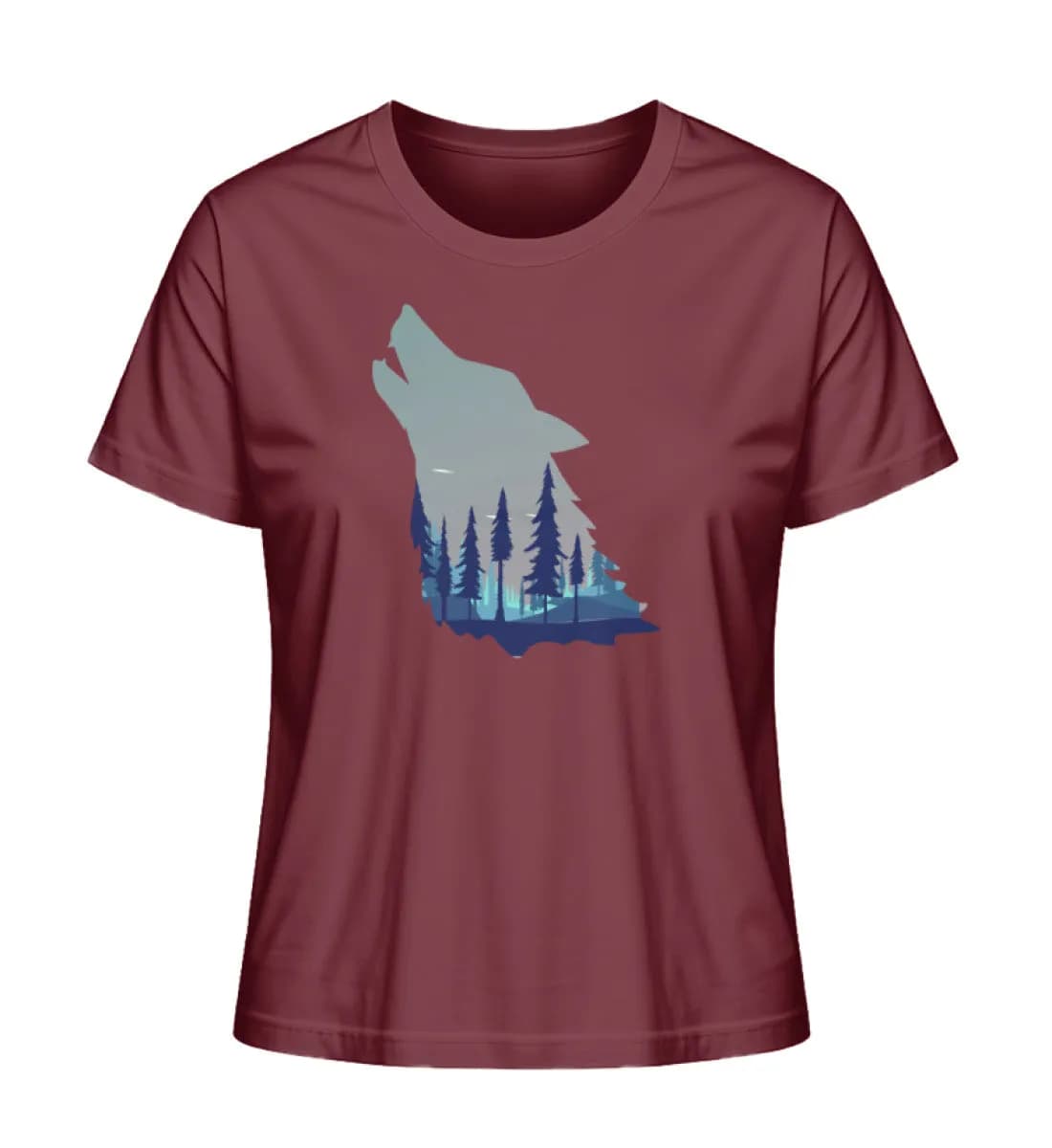 Heulender Wolf mit Wald - Damen Premium Bio Shirt 3