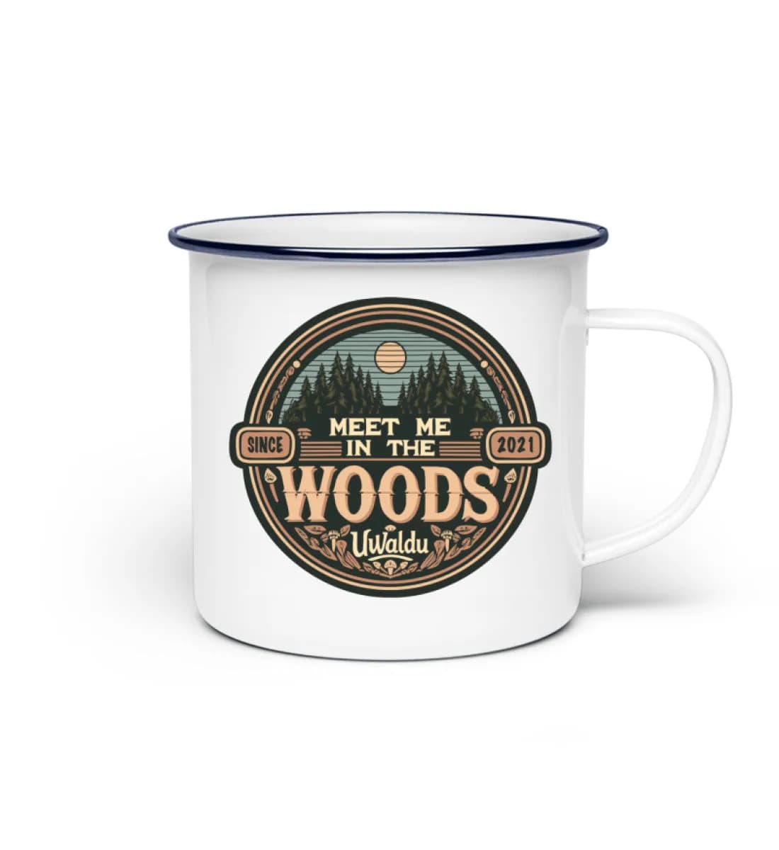 Meet me in the Woods round - Emaille Tasse 2