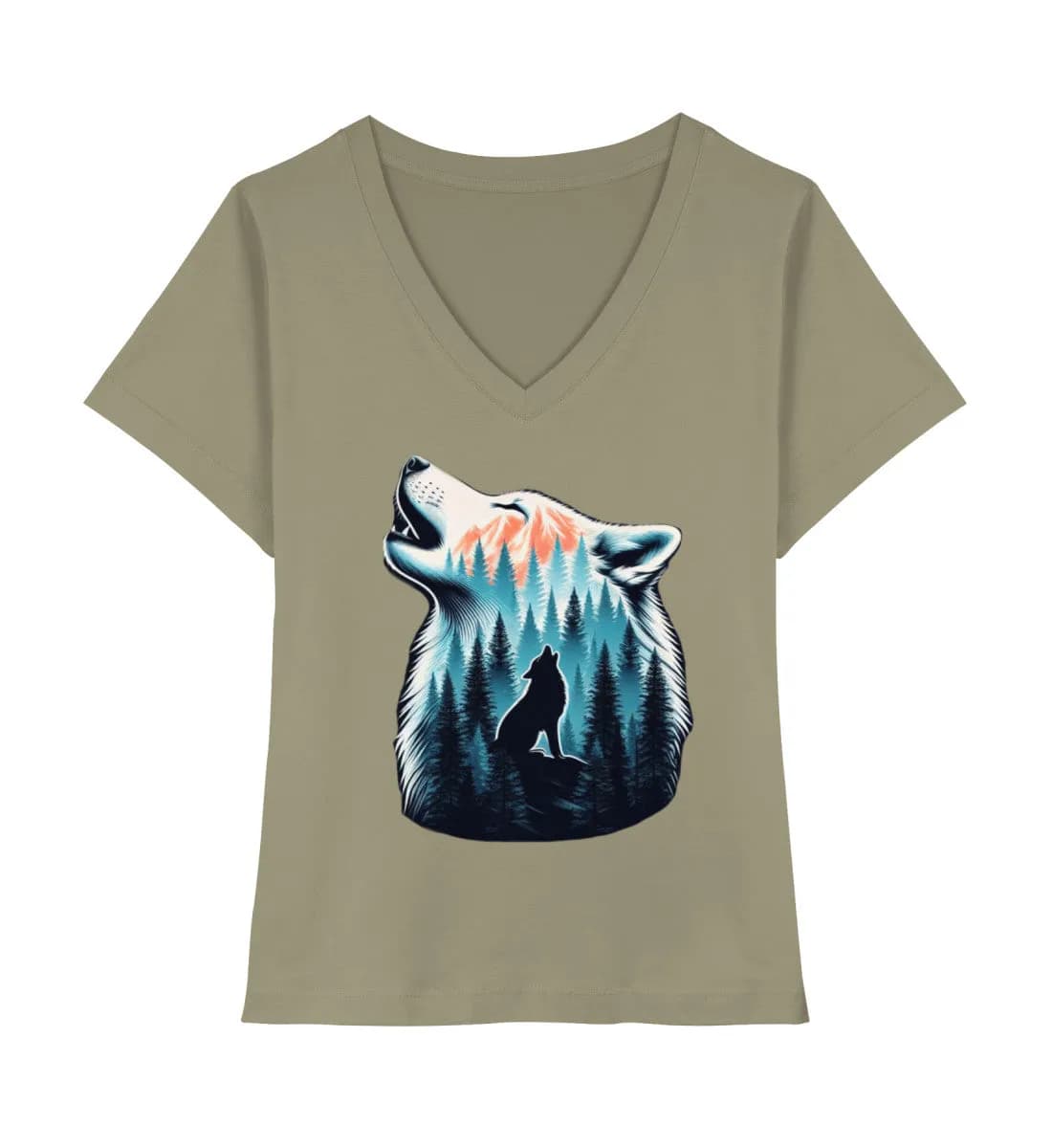 Einsamer Wolf  -  Damen Premium Bio Neck Shirt 3