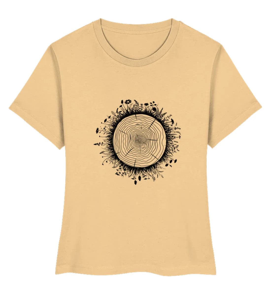 Blumenwiese auf Baumquerschnitt  - Damen Premium Bio Shirt 5