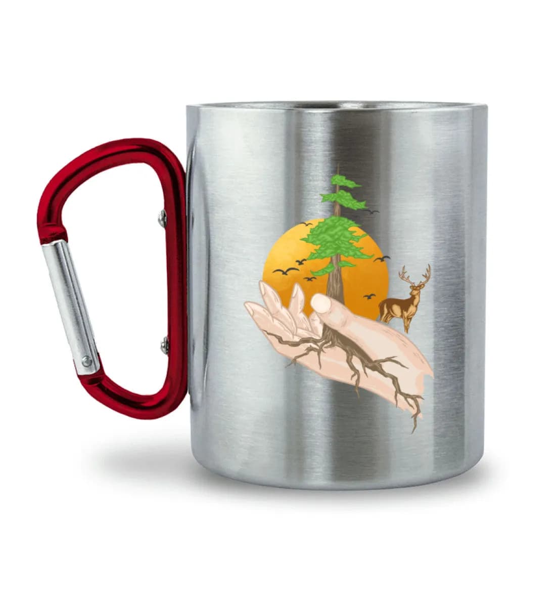 Root hands - Edelstahltasse mit Karabinergriff 2