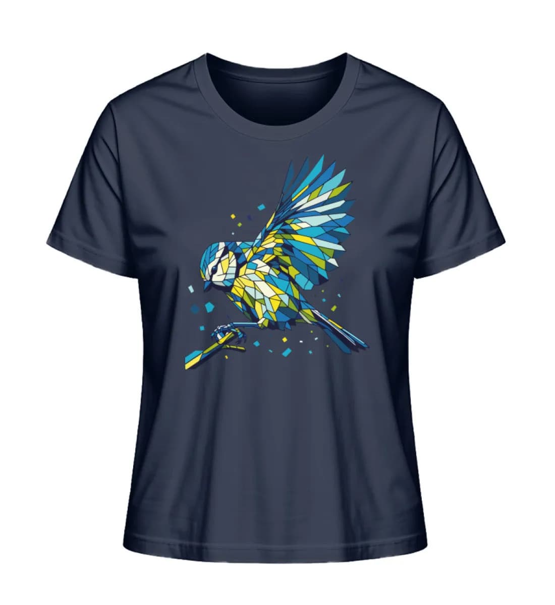 Blaumeise Polygon bunt - Damen Premium Bio Shirt 2