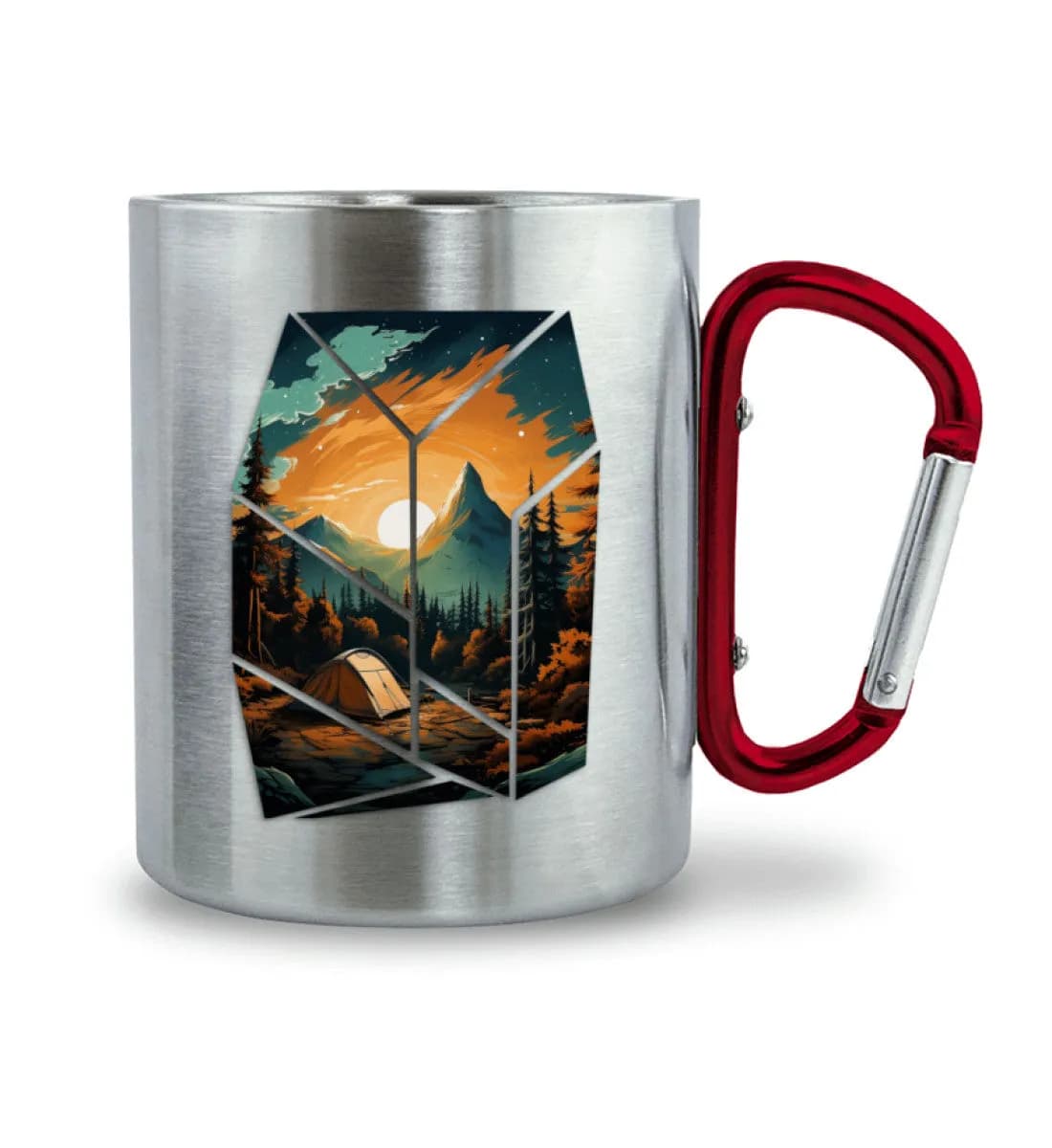 Camping in nature - Edelstahltasse mit Karabinergriff