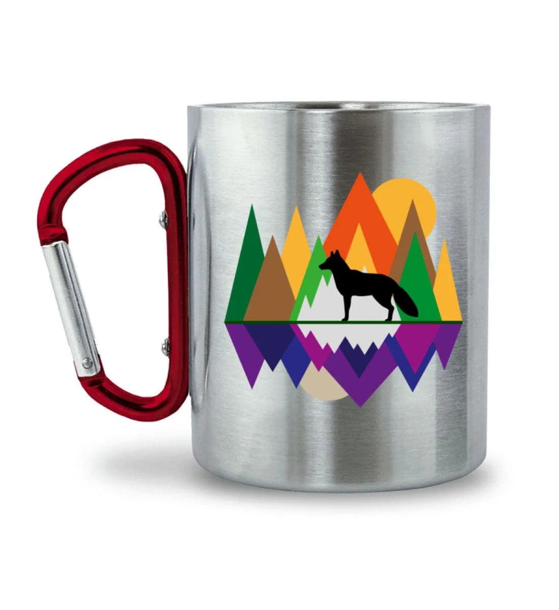 Fuchs im Wald Geometrisch - Edelstahltasse mit Karabinergriff 2